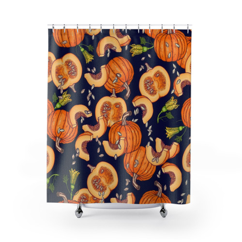 Pumpkin night life pattern shower curtains