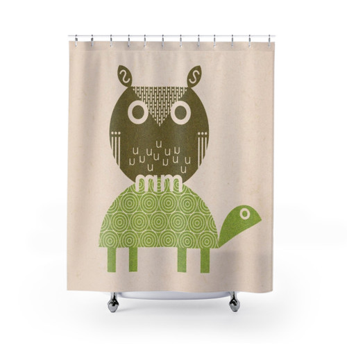 Cute Owl and Turtle Shower Curtain