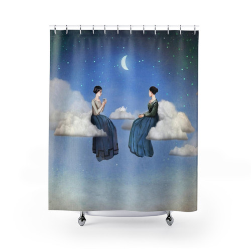 Dreamy Sky-Inspired Shower Curtains with Stars, Moon, and Clouds
