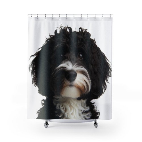 Black and White Cockapoo & Doodle Shower Curtains