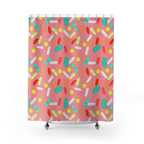Colorful Pill-Patterned Shower Curtain