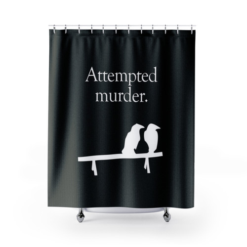 Funny Crow Shower Curtains with Attempted Murder Design