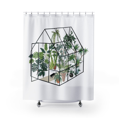 Greenhouse Shower Curtains with Plants and Greenery