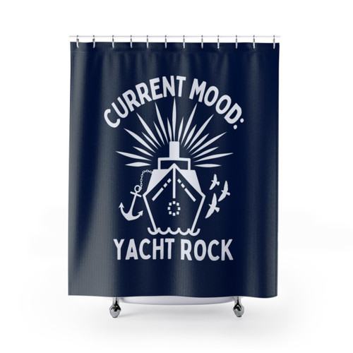 Yacht Rock Shower Curtains with White Text