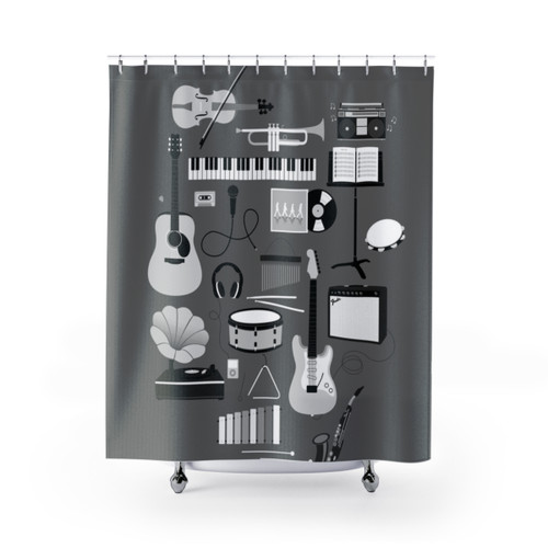 Music-themed shower curtain