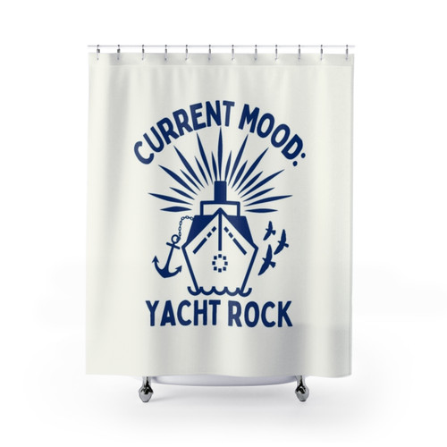 Navy Blue Yacht Rock Themed Shower Curtains