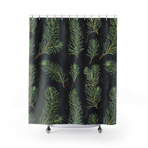 Watercolor Pine Shower Curtain