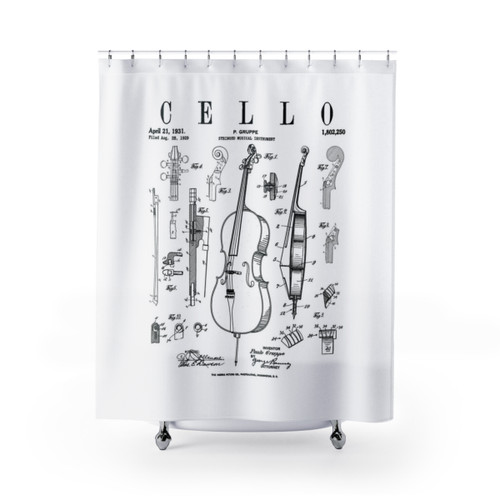 Vintage Cello Patent Shower Curtains