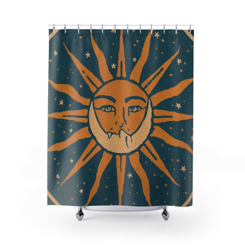 Vintage Sun and Moon Shower Curtains