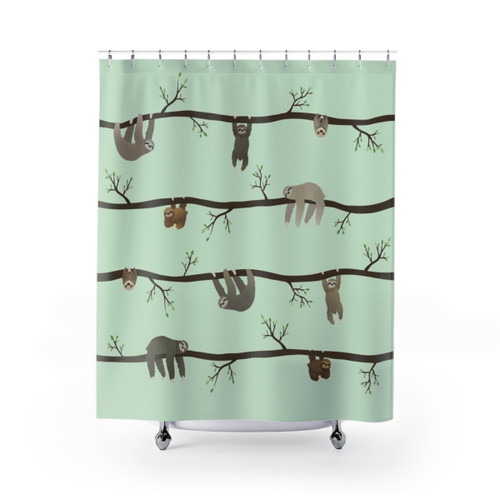 Sloth Shower Curtain with Vibrant Animal Print Design