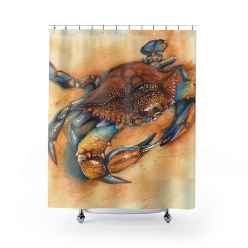 Watercolor Blue Crab Shower Curtain