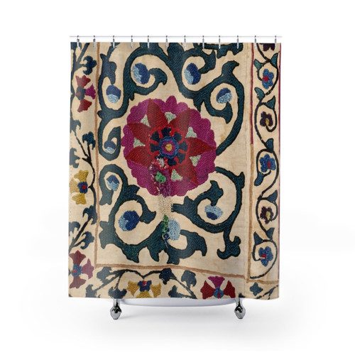 Uzbekistan Floral Print Shower Curtain