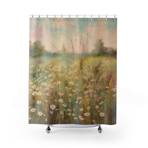 Countryside Wildflower Landscape Shower Curtain