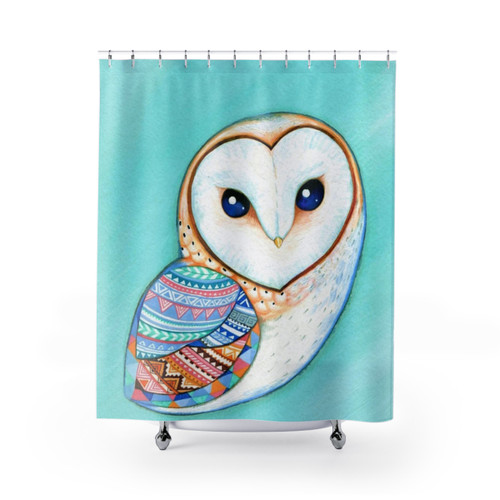 Tribal Pattern Barn Owl Shower Curtains