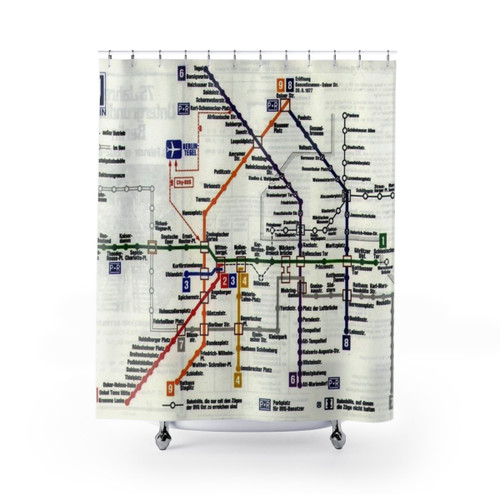 Cold War Berlin U-Bahn Map Shower Curtains