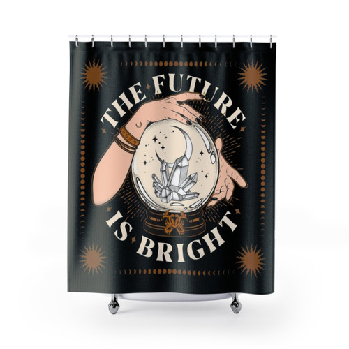 The Future Is Bright Shower Curtains with Magical Celestial Designs