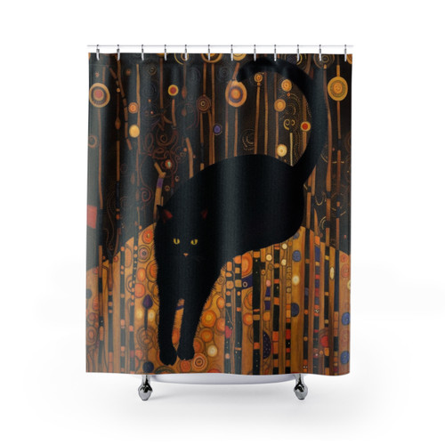 Gustav Klimt Inspired Cat Shower Curtain
