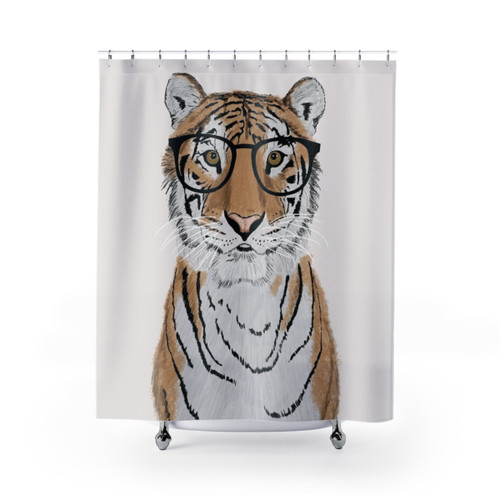 Clever Tiger Shower Curtain with Playful Stripes