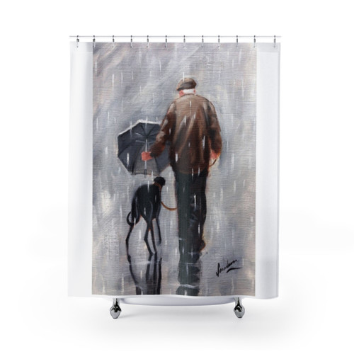 Greyhound Whippet Shower Curtains for Winter