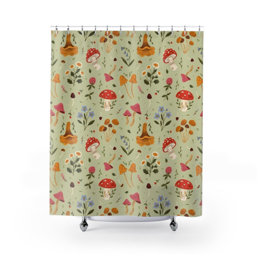 Floral Mushroom and Wildflower Shower Curtains