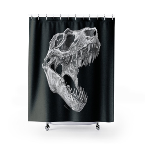 T-Rex Skull Shower Curtain - Dinosaur Fossil Art