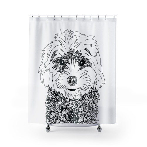 Cavoodle Dog Zentangle Artwork Shower Curtain