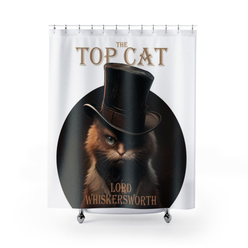 Posh Cat Shower Curtains Featuring The Top Cat Whiskersworth