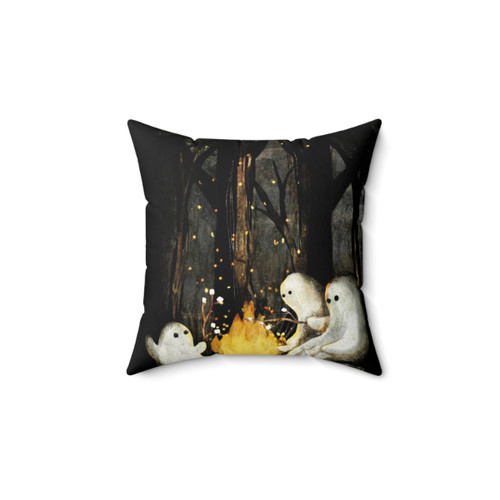 Spooky Campfire Pillow with Marshmallow Design