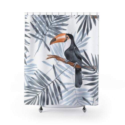 Tropical Toucan and Palm Leaves Shower Curtain