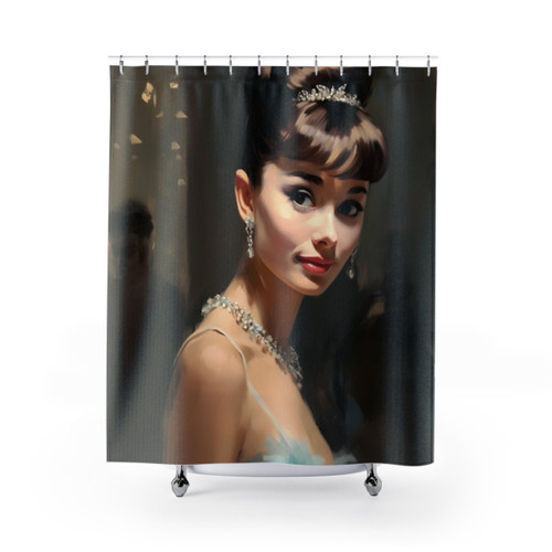 Audrey Hepburn Breakfast at Tiffany's Portrait Painting Shower Curtain