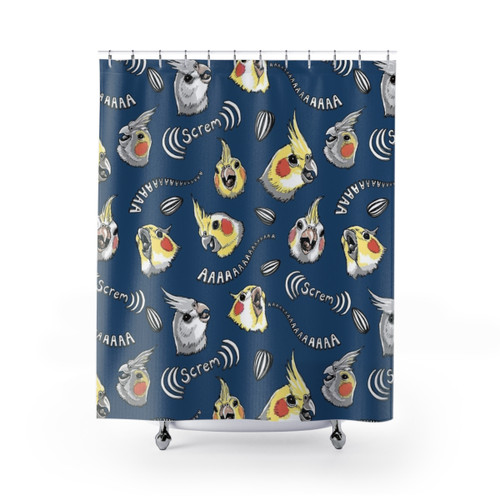 Cockatiel Scream Shower Curtain