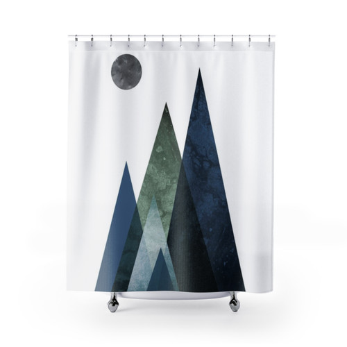 Nordic Mountains Shower Curtains - Minimalist Mountain Art