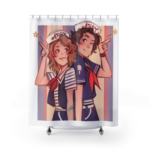 Scoops Ahoy Stranger Things Themed Shower Curtain