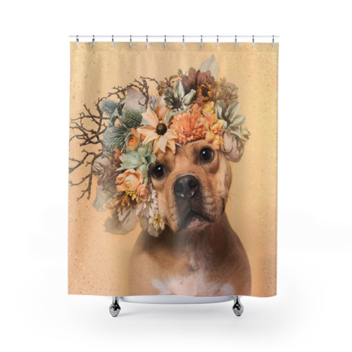 Flower Power Pit Bull Shower Curtain