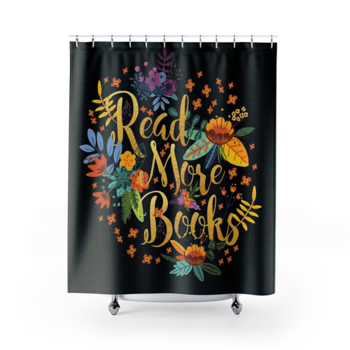Floral gold shower curtain for book lovers