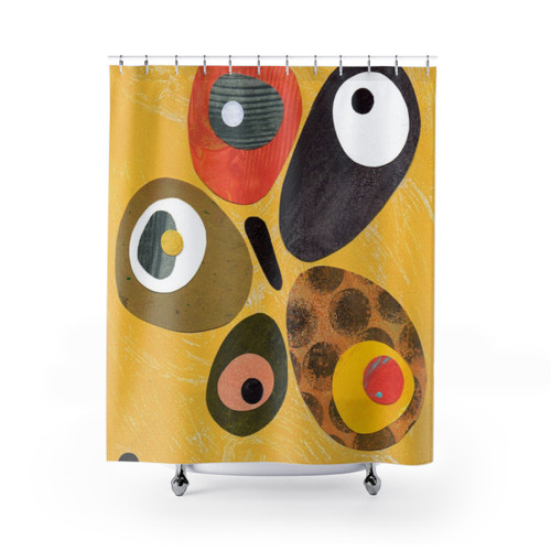 Retro 50s 60s Colourful Atomic Design Shower Curtain