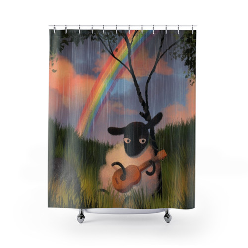 Sheep Playing Guitar Shower Curtain