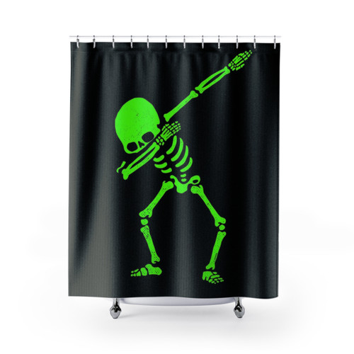 Dabbing Skeleton Glow-in-the-Dark Shower Curtain