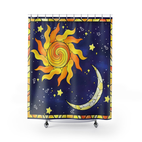 Celestial Stained Glass Shower Curtain