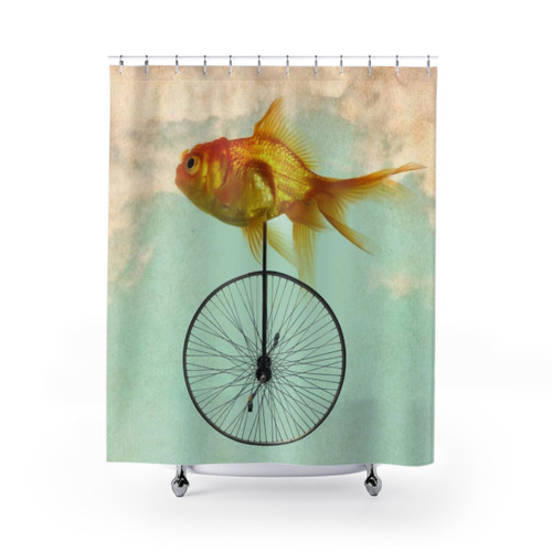 Unicycle Goldfish Shower Curtain