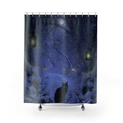 Frostar Midnight Winter Cat Shower Curtains
