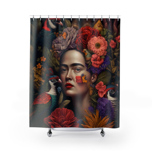 Frida Kahlo Floral Bird Shower Curtains