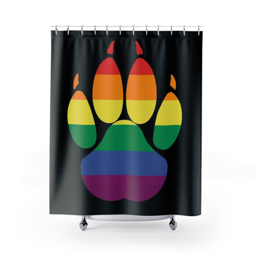 Gay Pride Paw Print Shower Curtain