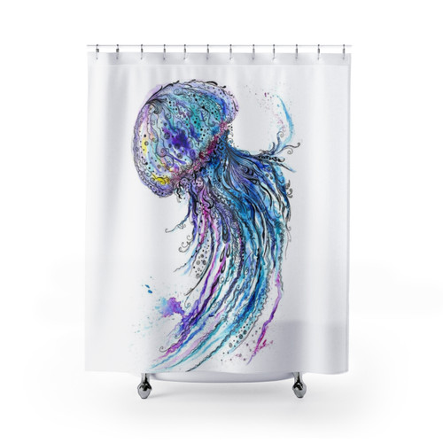 Watercolor Jellyfish Shower Curtain
