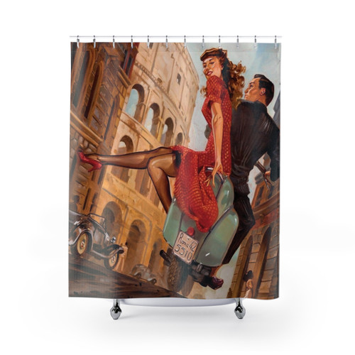 Vintage Rome Travel Poster Shower Curtain