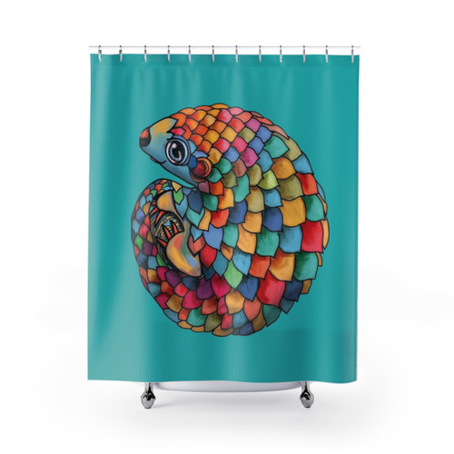 Vibrant Rainbow Pangolin Shower Curtain