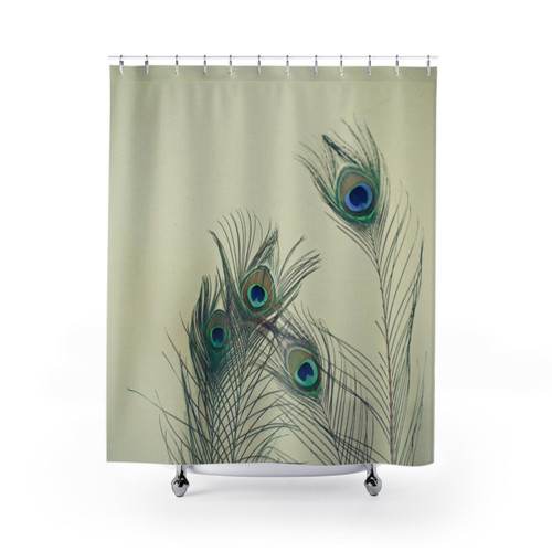 Elegant Peacock Feather Shower Curtains