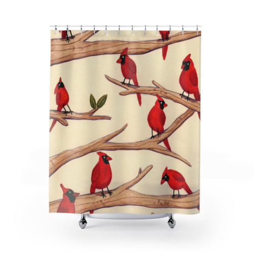 Colorful Cardinal Bird Shower Curtain