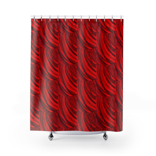 Red brush strokes shower curtain