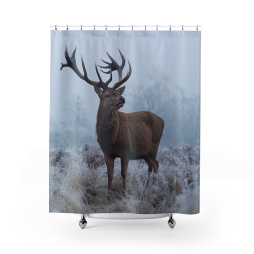 Monarch in a Field of White Shower Curtain